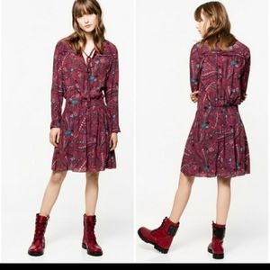 Zadig &Voltaire long sleeve maroon dress